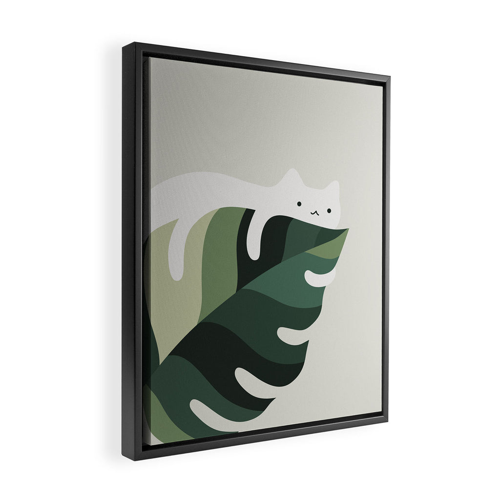 Cat and Plant 12C Framed Canvas Print Gallery Image 2