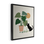 Cat and Plant 13: The Making of Monstera Framed Canvas Print Gallery Image 2