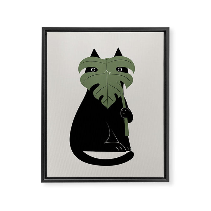Cat and Plant 14: Monster-a Framed Canvas Print Gallery Image 1