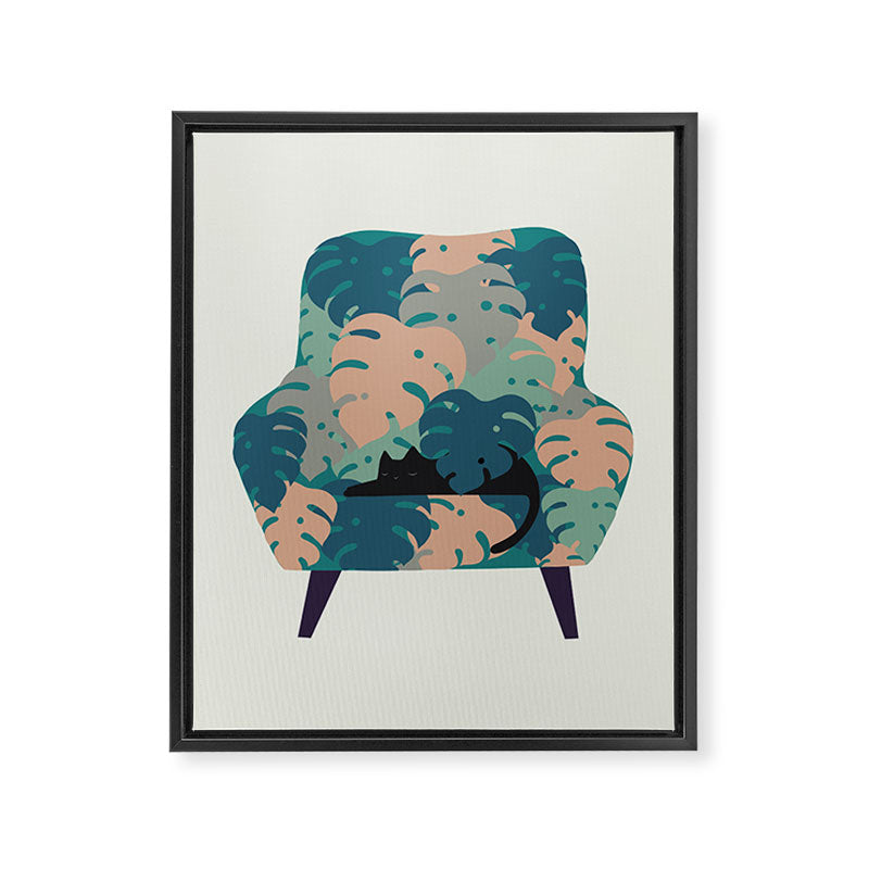 Cat and Plant 15 Framed Canvas Print Gallery Image 6