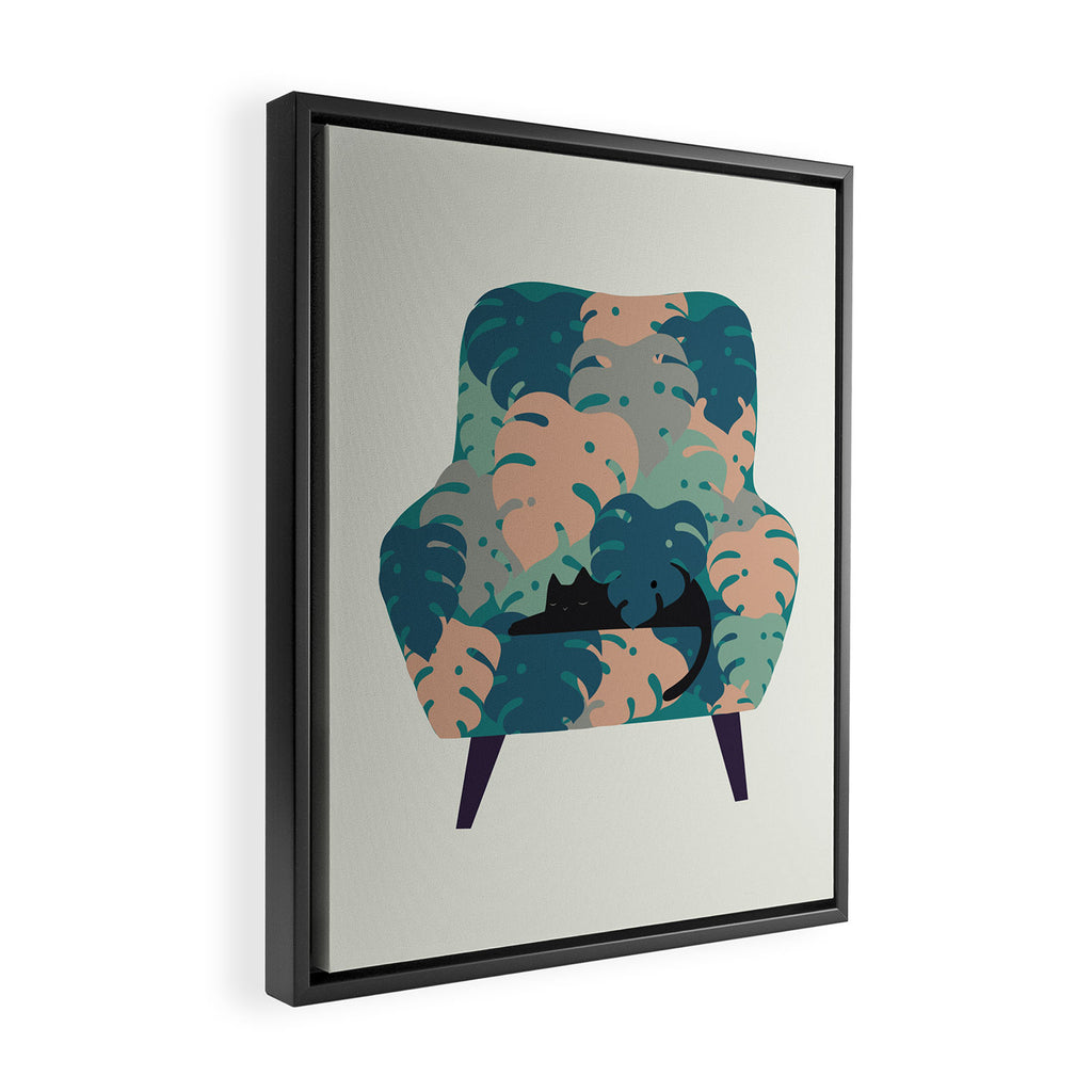 Cat and Plant 15 Framed Canvas Print Gallery Image 2