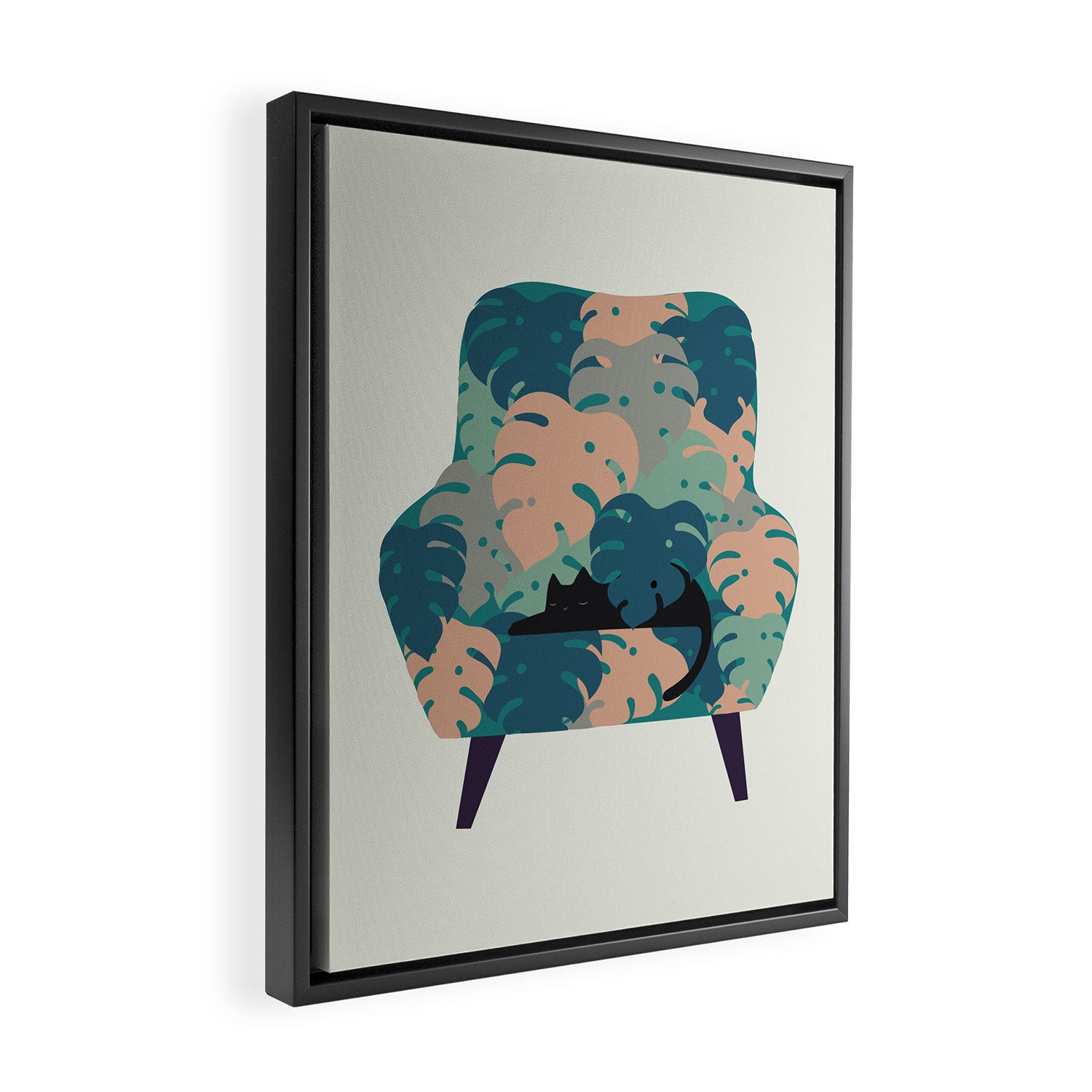 Cat and Plant 15 Framed Canvas Print Gallery Image 2