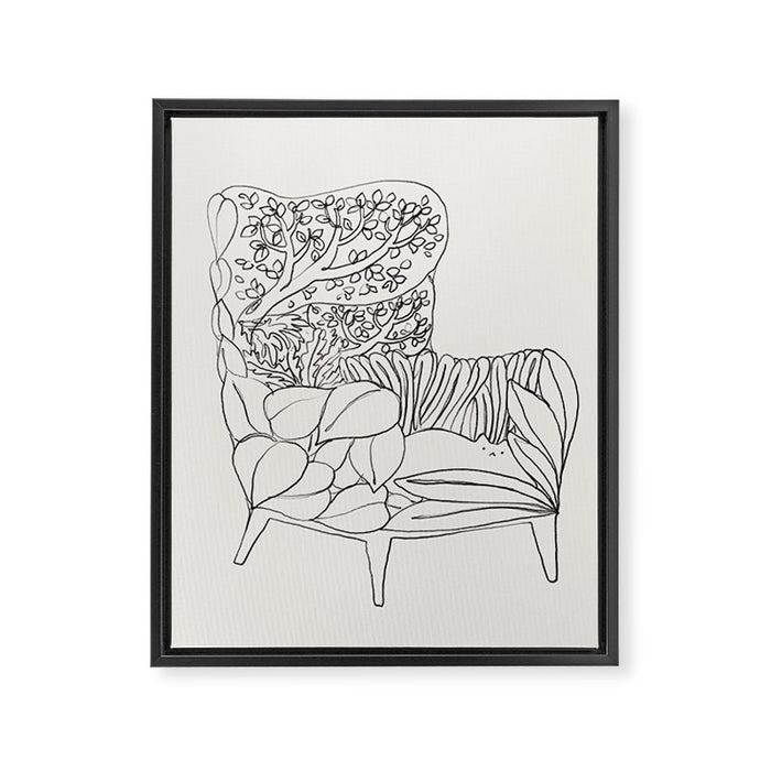 Cat and Plant 19 Framed Canvas Print Gallery Image 1