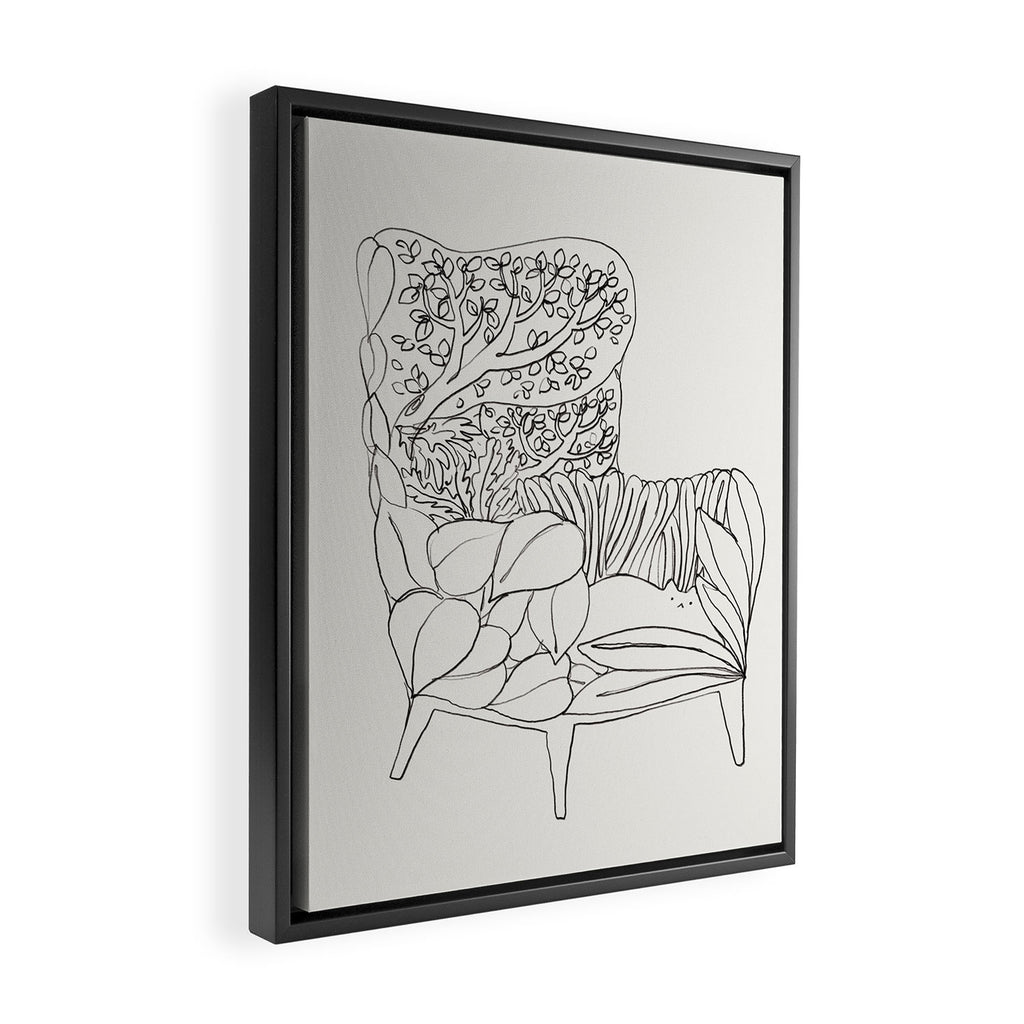 Cat and Plant 19 Framed Canvas Print Gallery Image 2