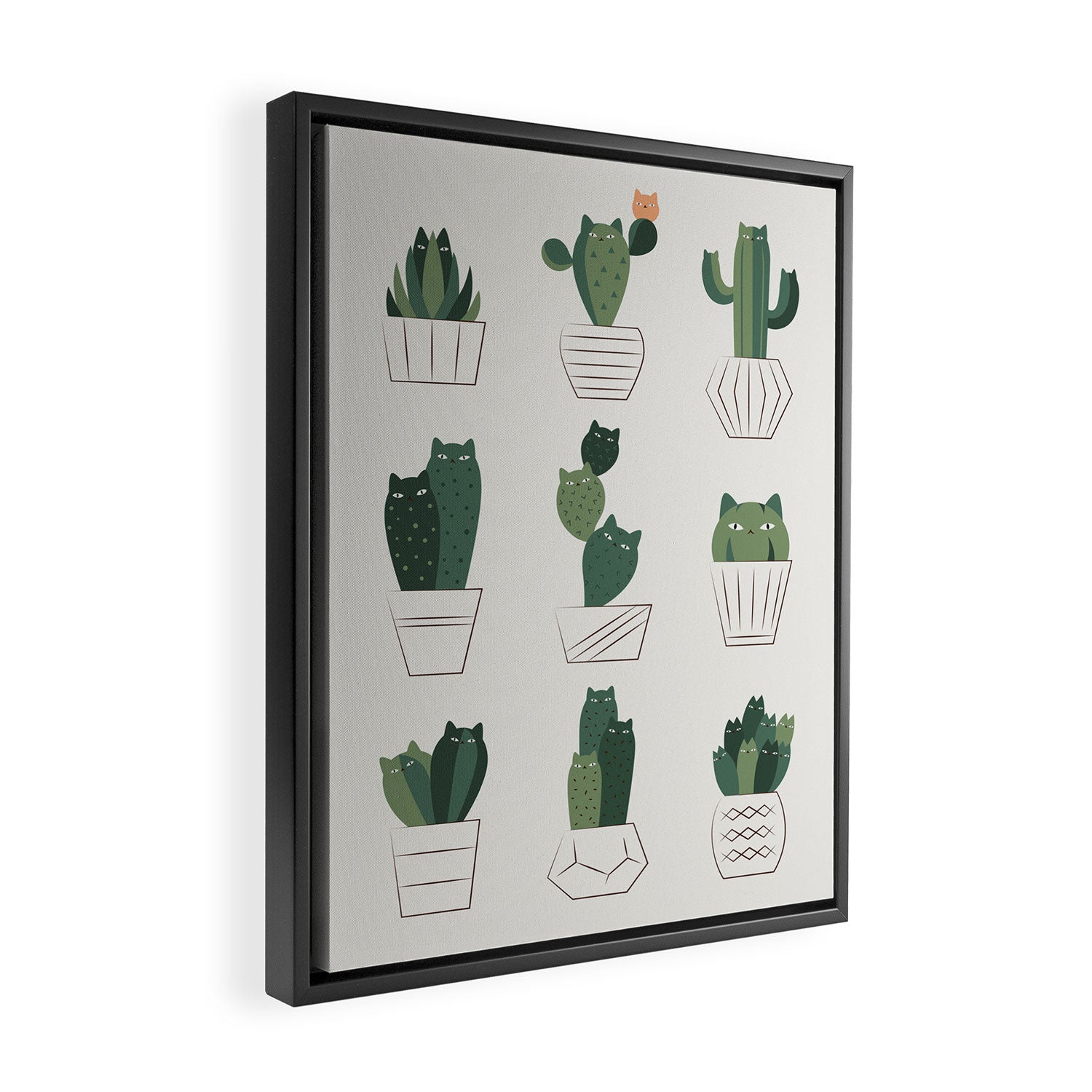 Cat and Plant 20: Cattus Framed Canvas Print Gallery Image 2