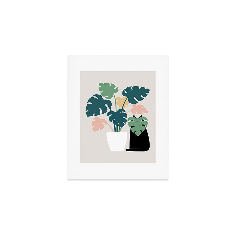 Cat and Plant 21: Leaf Me Alone Art Print Gallery Image 1