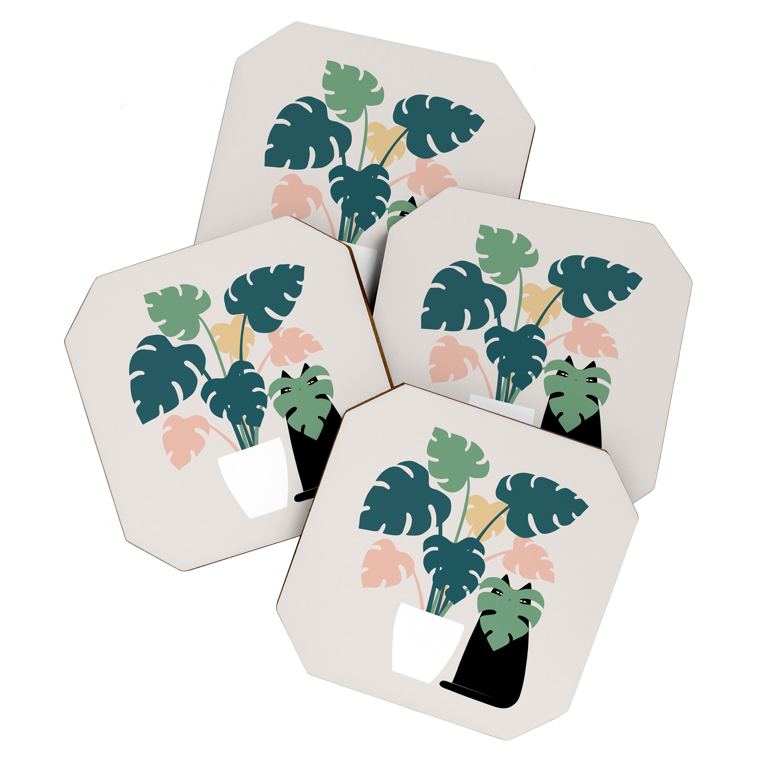 Cat and Plant 21: Leaf Me Alone Coaster Gallery Image 1