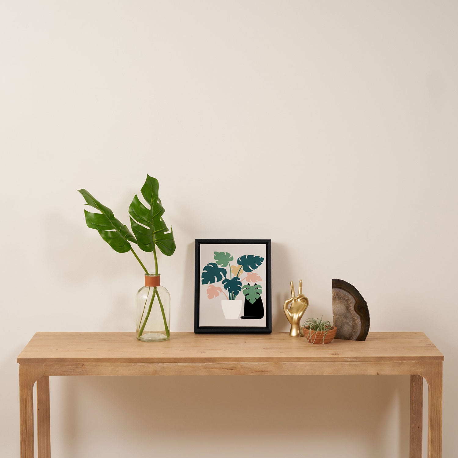 Cat and Plant 21: Leaf Me Alone Framed Canvas Print Gallery Image 4