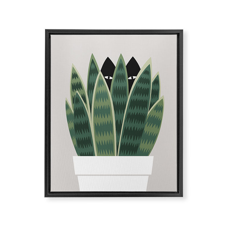 Cat and Plant 22: Sneak Plant Framed Canvas Print Gallery Image 8