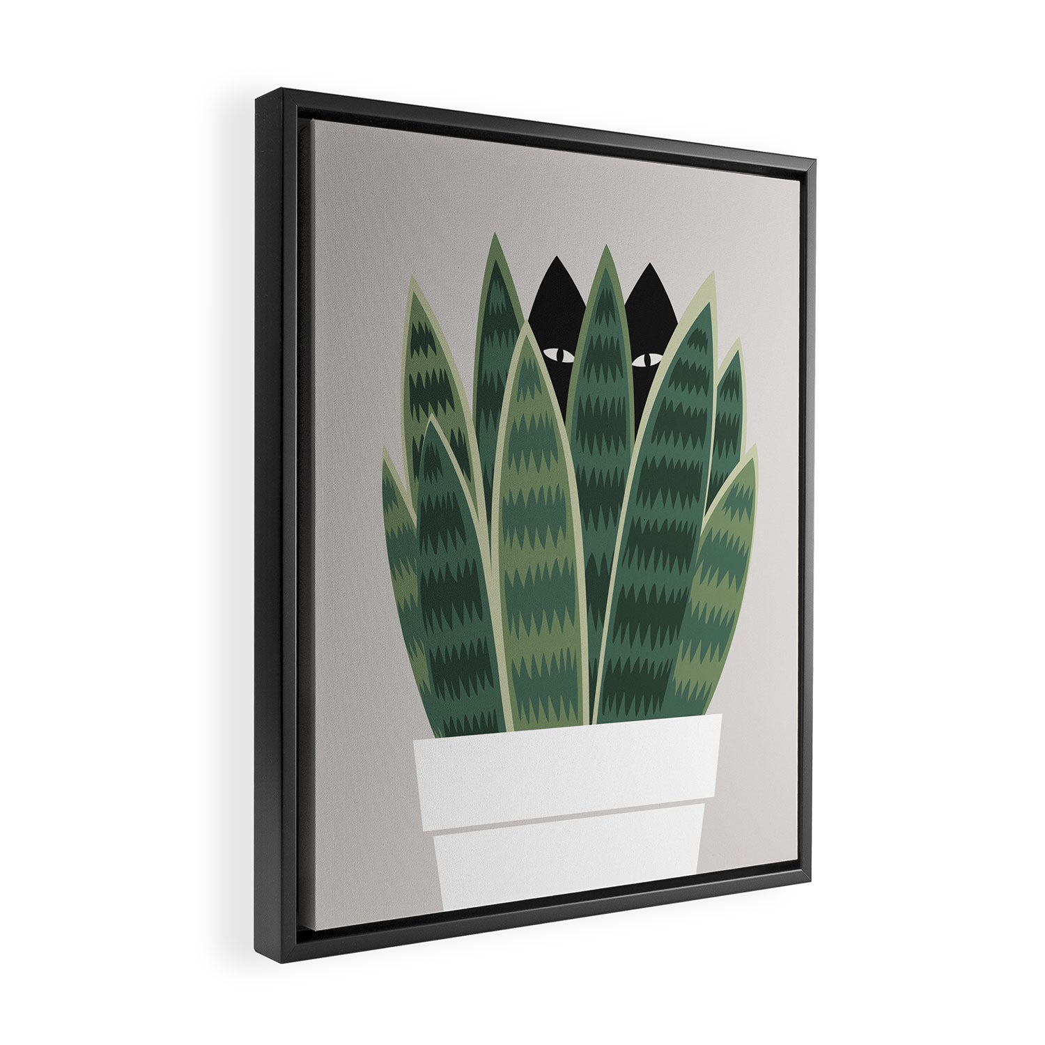 Cat and Plant 22: Sneak Plant Framed Canvas Print Gallery Image 2
