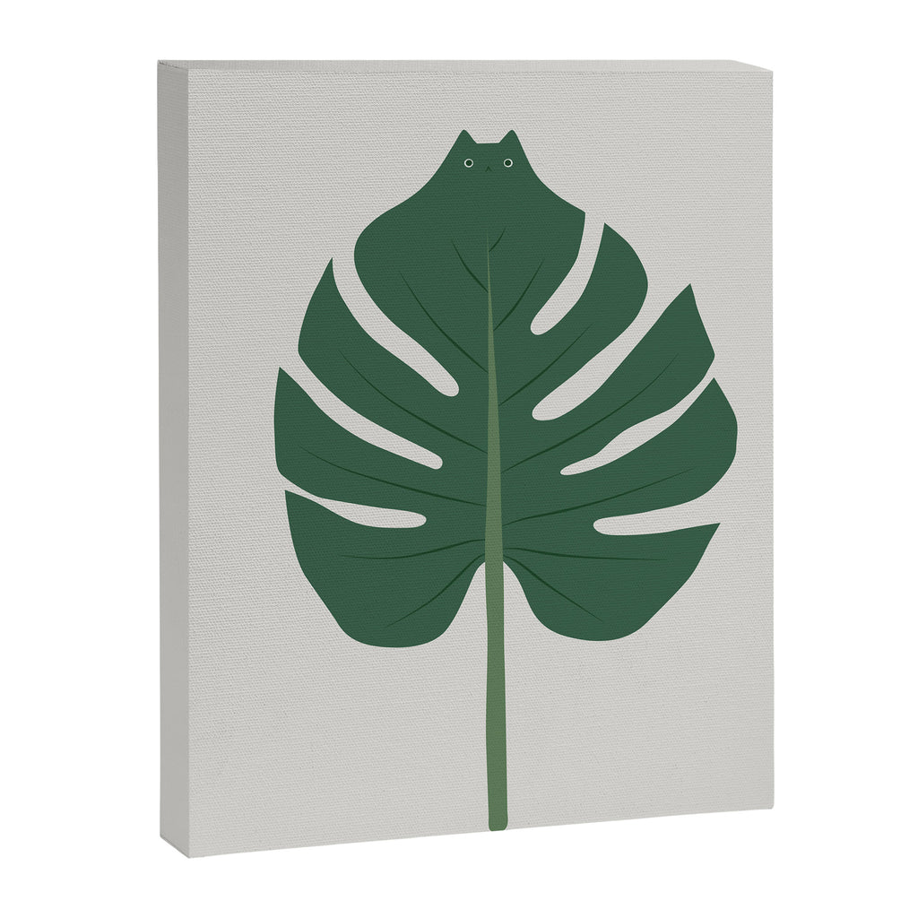 Cat and Plant 24: Meowstera Leaf Canvas Print Gallery Image 6