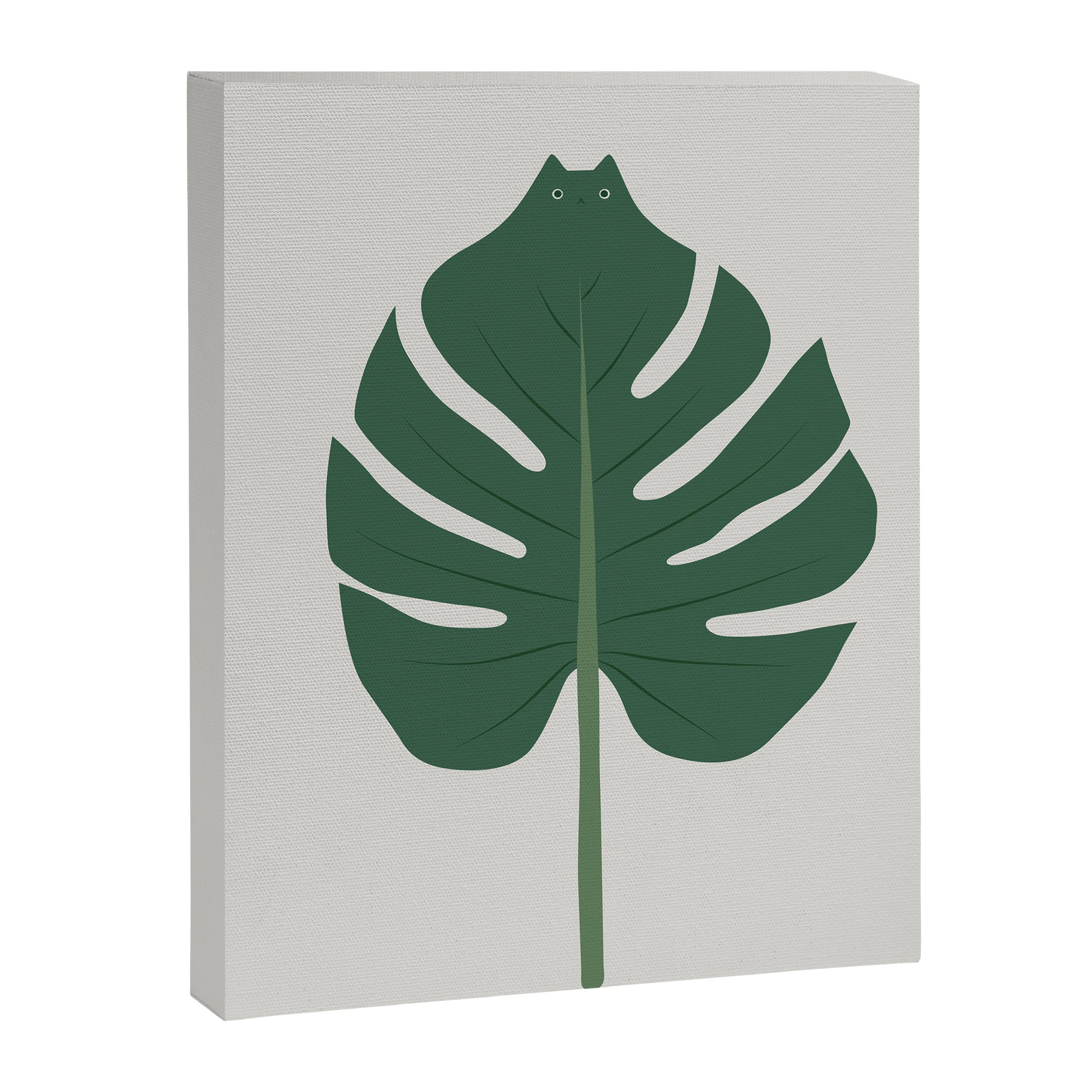 Cat and Plant 24: Meowstera Leaf Canvas Print Gallery Image 6