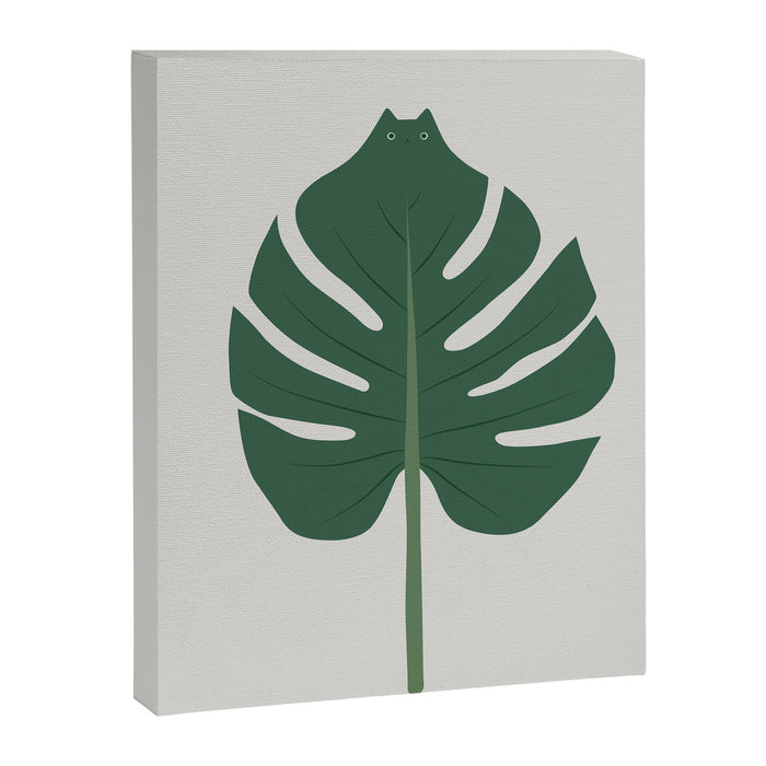 Cat and Plant 24: Meowstera Leaf Canvas Print Gallery Image 1