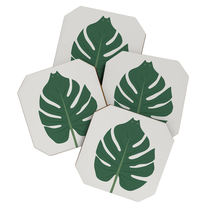 Cat and Plant 24: Meowstera Leaf Coaster Gallery Image 1