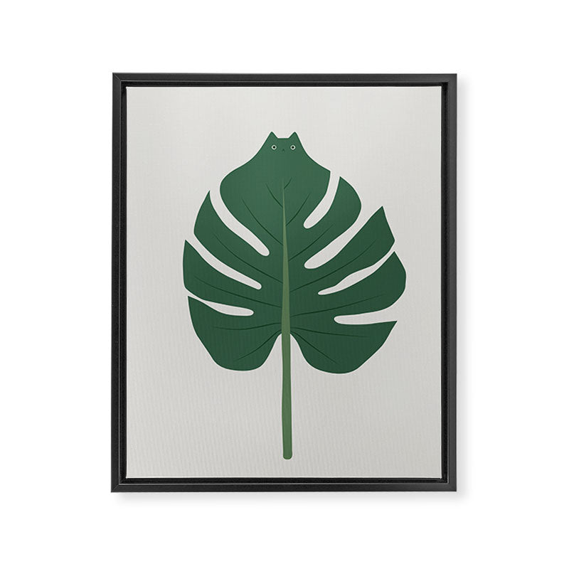 Cat and Plant 24: Meowstera Leaf Framed Canvas Print Gallery Image 6
