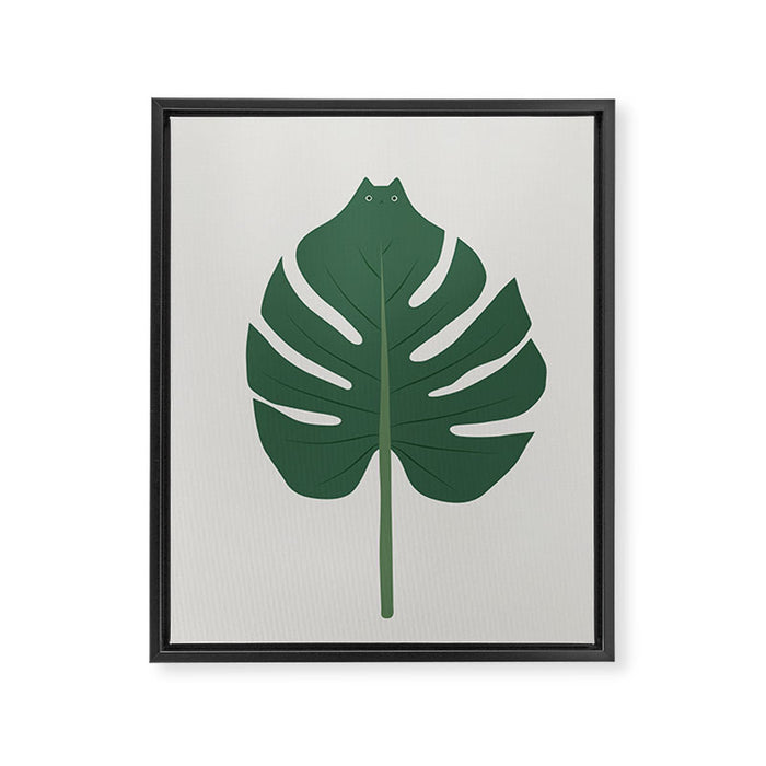 Cat and Plant 24: Meowstera Leaf Framed Canvas Print Gallery Image 1