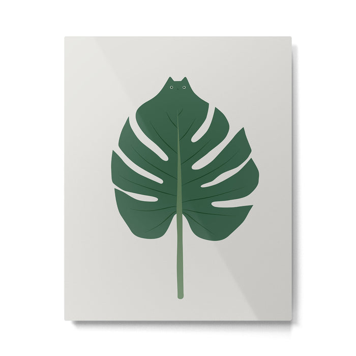 Cat and Plant 24: Meowstera Leaf Metal Print Gallery Image 1