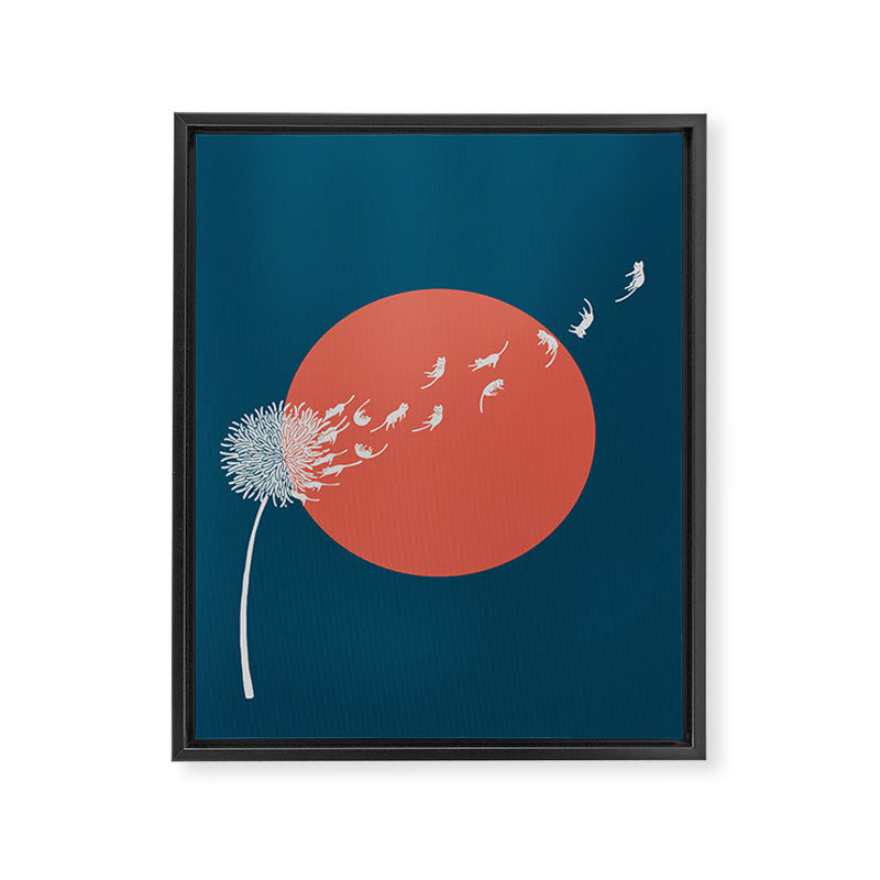 Cat and Plant 25: Cat Dandelion Framed Canvas Print Gallery Image 8