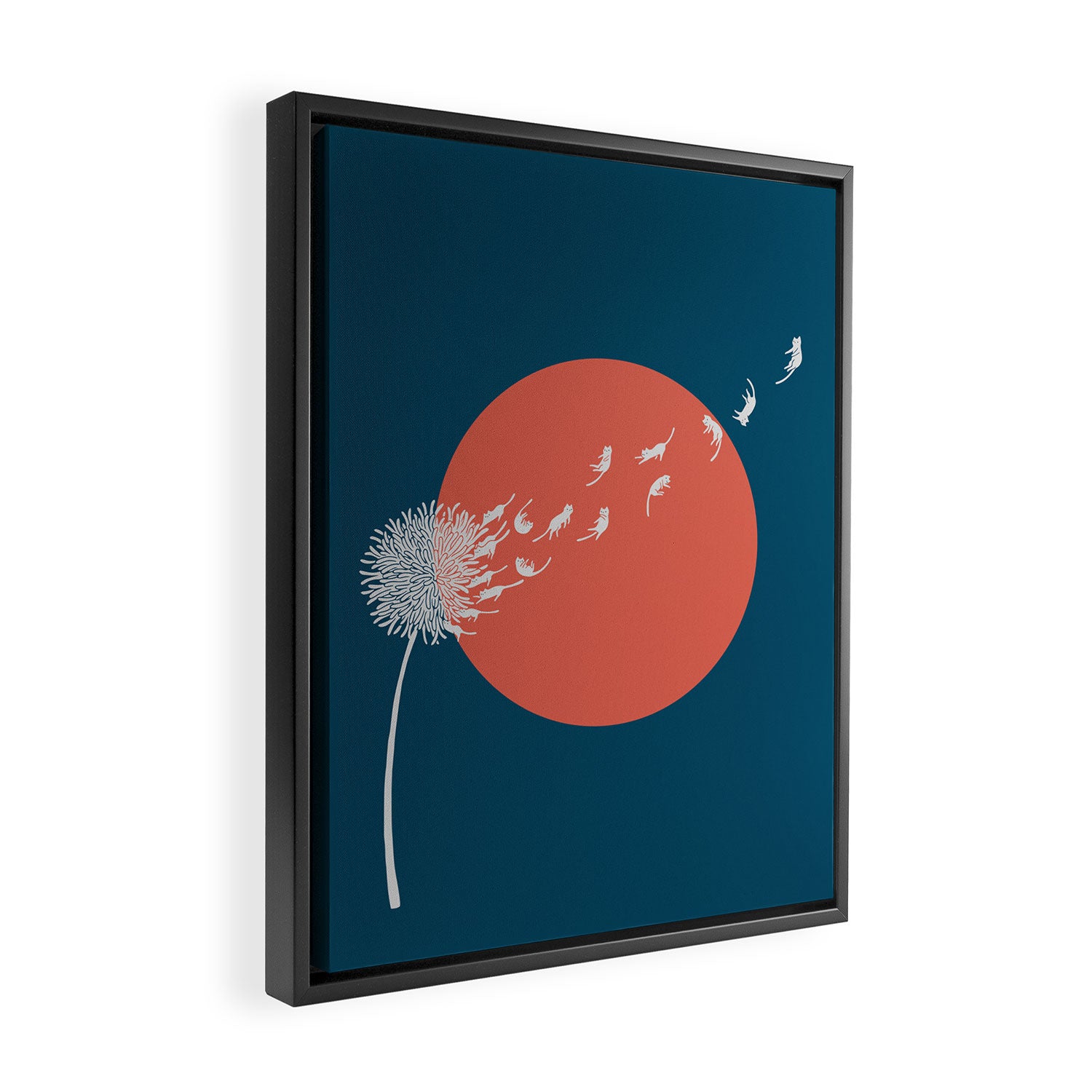 Cat and Plant 25: Cat Dandelion Framed Canvas Print Gallery Image 2