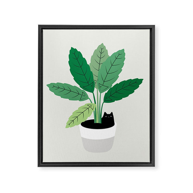 Cat and Plant 28: Something Fishy Framed Canvas Print Gallery Image 6