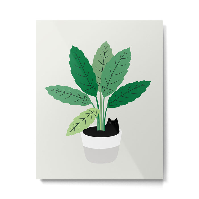 Cat and Plant 28: Something Fishy Metal Print Gallery Image 1