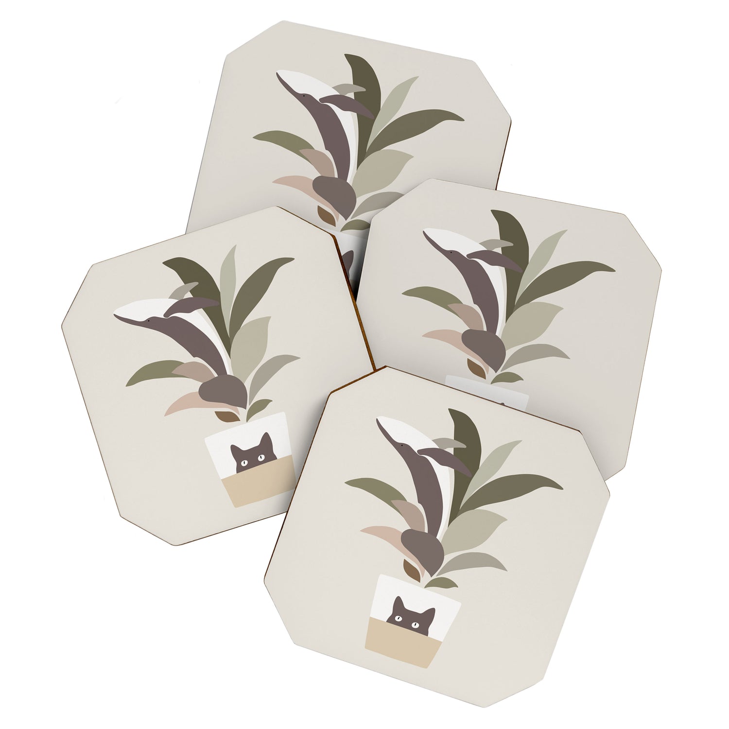 Cat and Plant 29: A Leaf of Whale Coaster Gallery Image 1