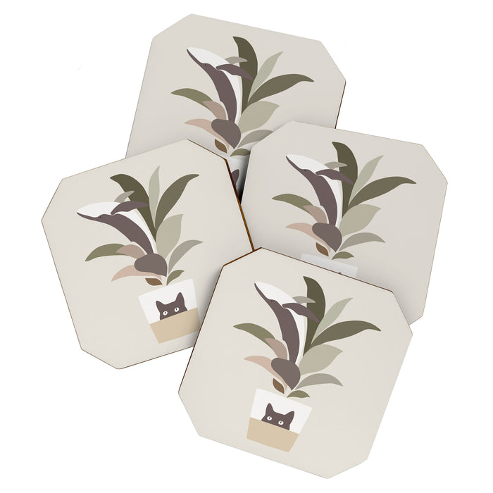 Cat and Plant 29: A Leaf of Whale Coaster Gallery Image 1
