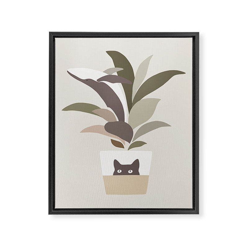 Cat and Plant 29: A Leaf of Whale Framed Canvas Print Gallery Image 6