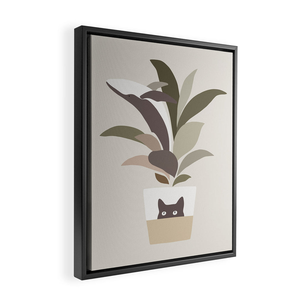Cat and Plant 29: A Leaf of Whale Framed Canvas Print Gallery Image 2