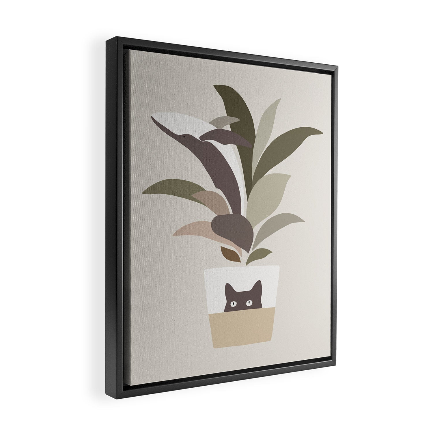 Cat and Plant 29: A Leaf of Whale Framed Canvas Print Gallery Image 2