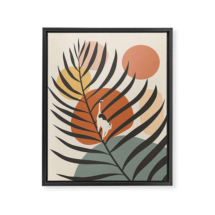 Cat and Plant 32 Framed Canvas Print Gallery Image 1