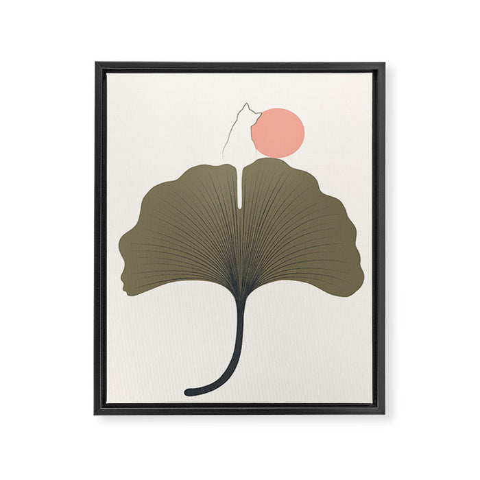 Cat and Plant 33 Framed Canvas Print Gallery Image 1
