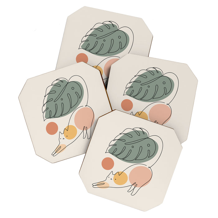 Cat and Plant 34 Coaster Gallery Image 1