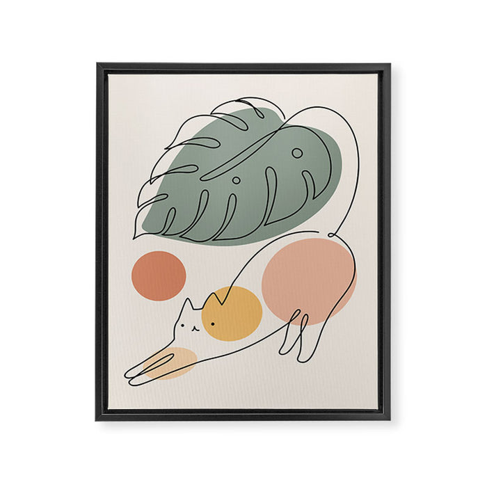 Cat and Plant 34 Framed Canvas Print Gallery Image 1