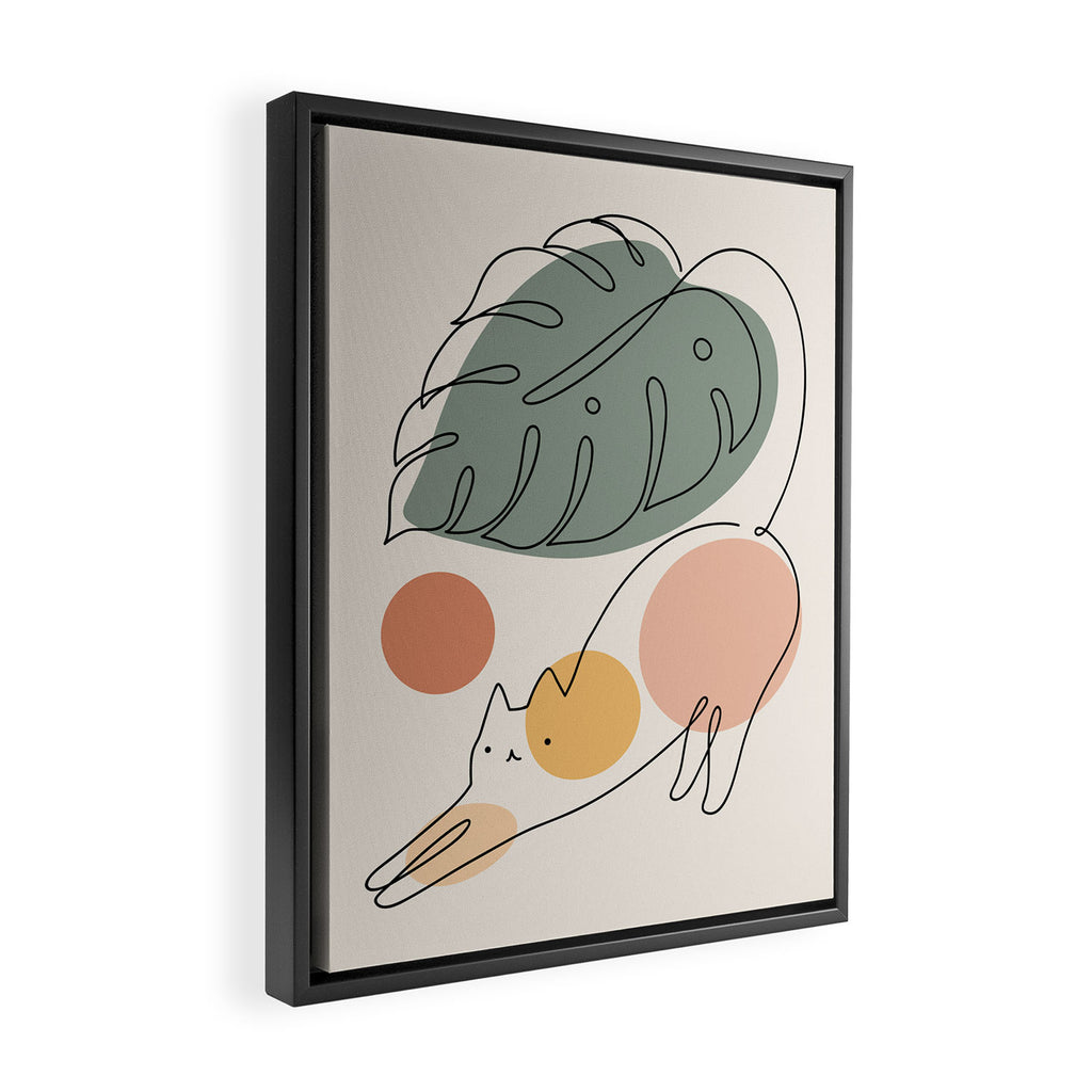 Cat and Plant 34 Framed Canvas Print Gallery Image 2
