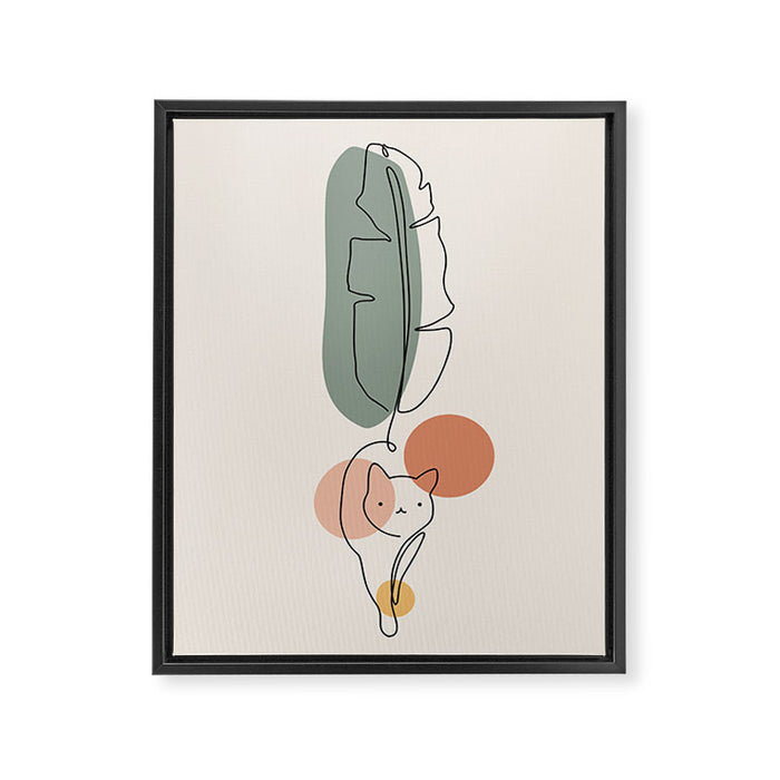 Cat and Plant 35 Framed Canvas Print Gallery Image 1