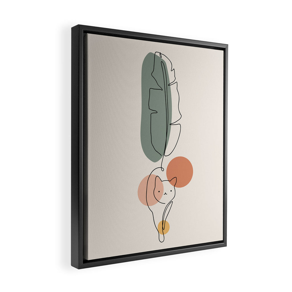 Cat and Plant 35 Framed Canvas Print Gallery Image 2