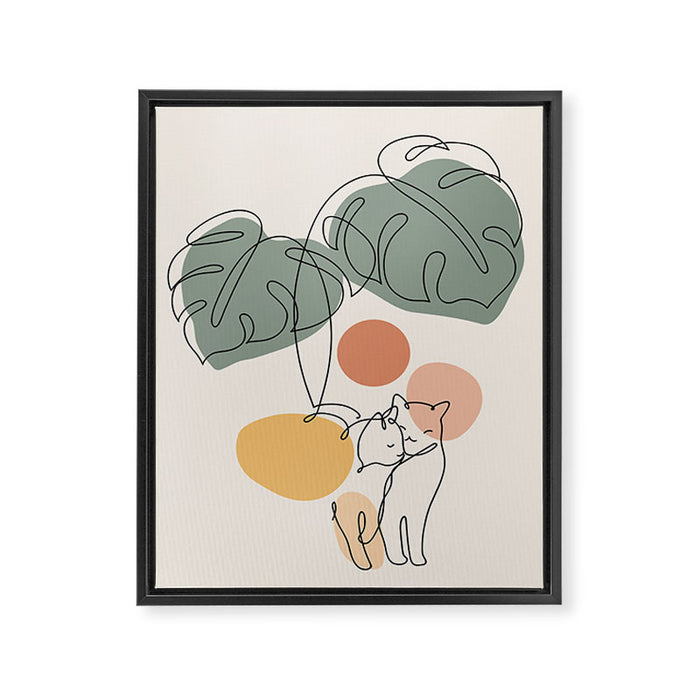 Cat and Plant 36 Framed Canvas Print Gallery Image 1