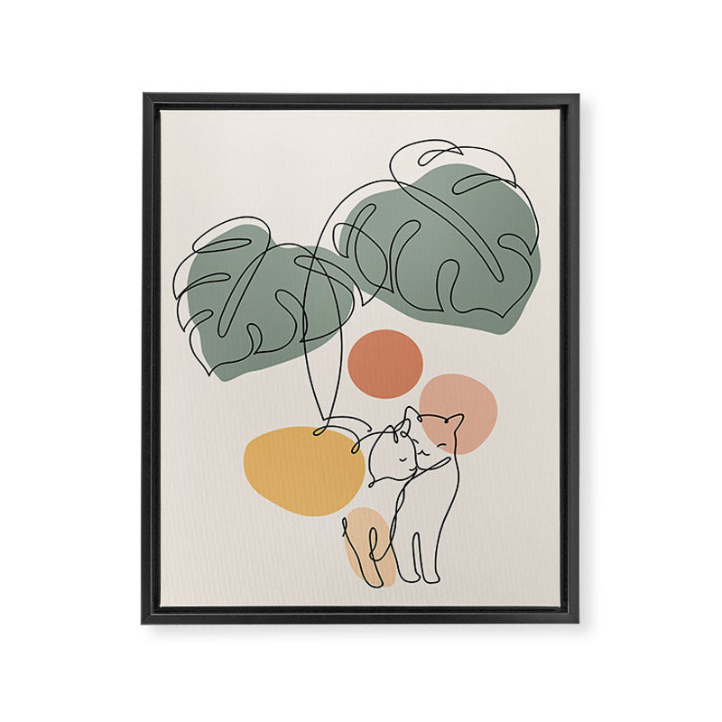 Cat and Plant 36 Framed Canvas Print Gallery Image 6