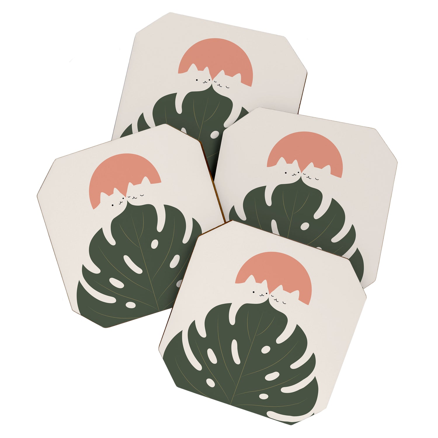 Cat and Plant 37 Coaster Gallery Image 1