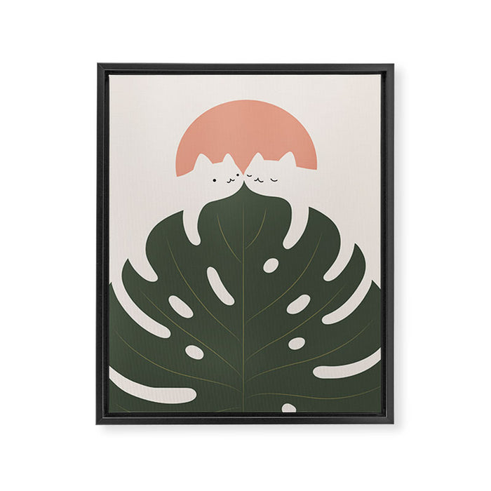 Cat and Plant 37 Framed Canvas Print Gallery Image 1
