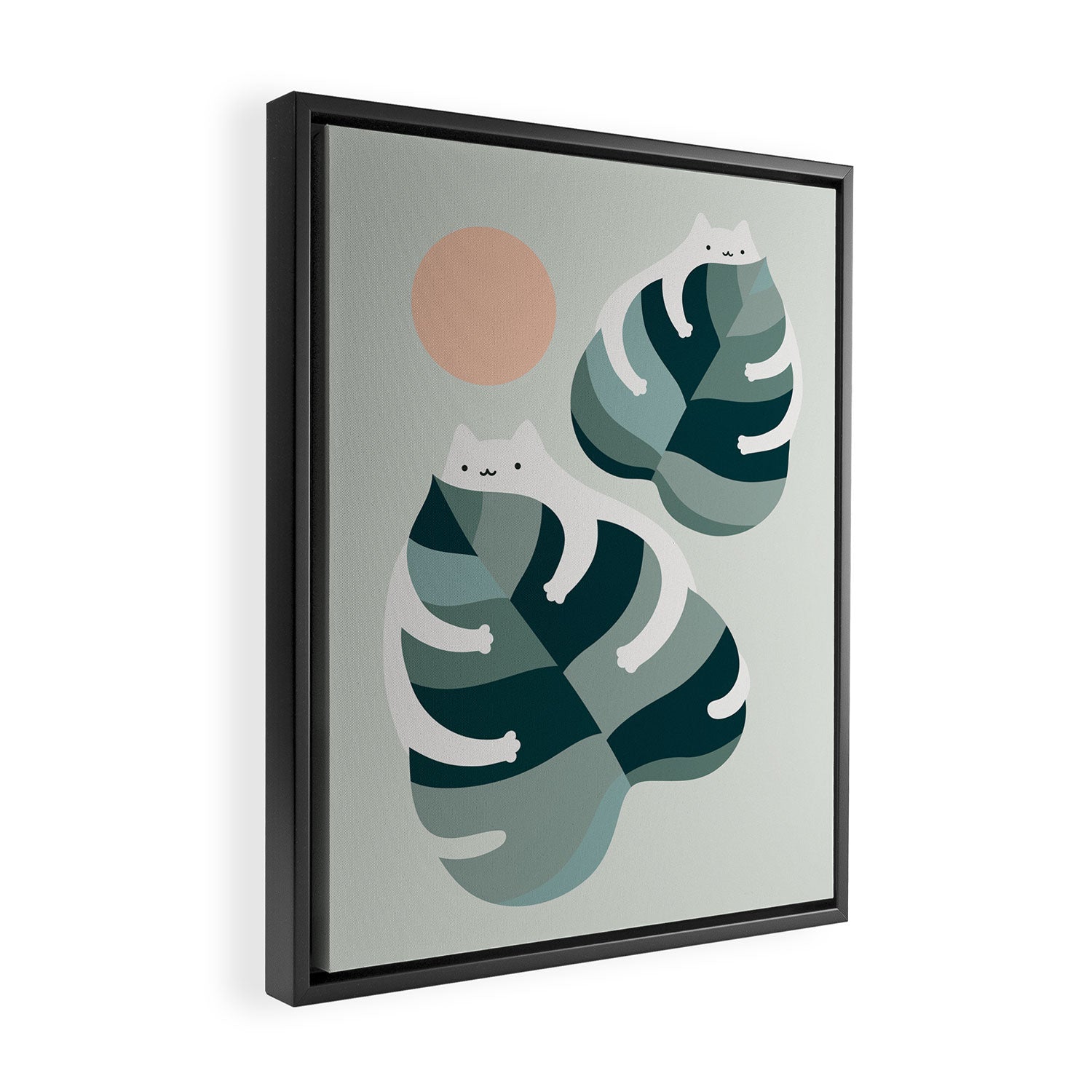 Cat and Plant 38 Framed Canvas Print Gallery Image 2