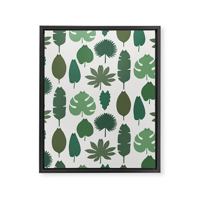 Cat and Plant 39 pattern Framed Canvas Print Gallery Image 1