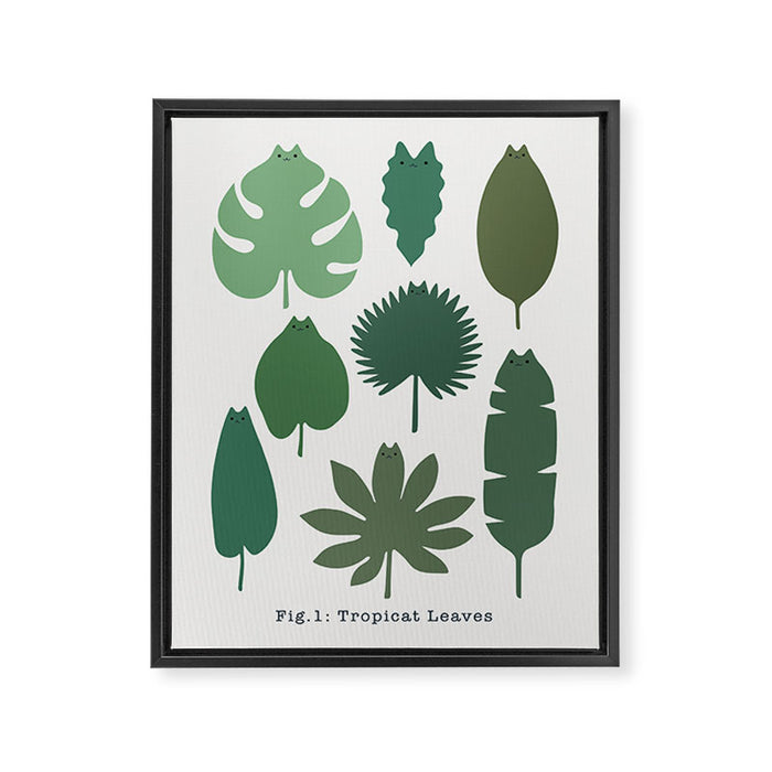 Cat and Plant 39: Tropicat Leaves Framed Canvas Print Gallery Image 1