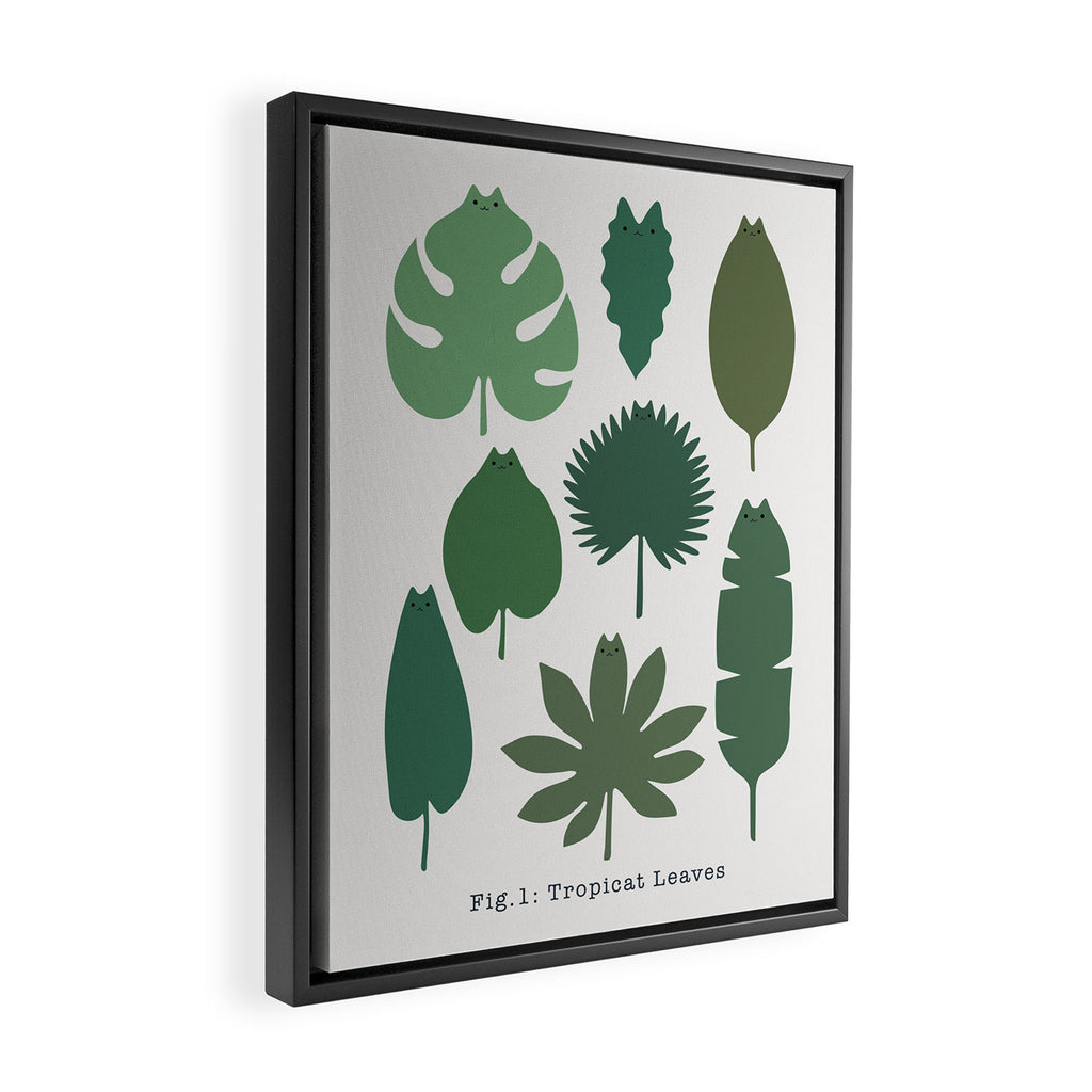 Cat and Plant 39: Tropicat Leaves Framed Canvas Print Gallery Image 2