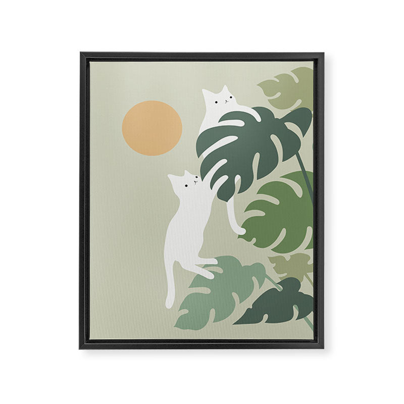 Cat and Plant 42 Framed Canvas Print Gallery Image 6