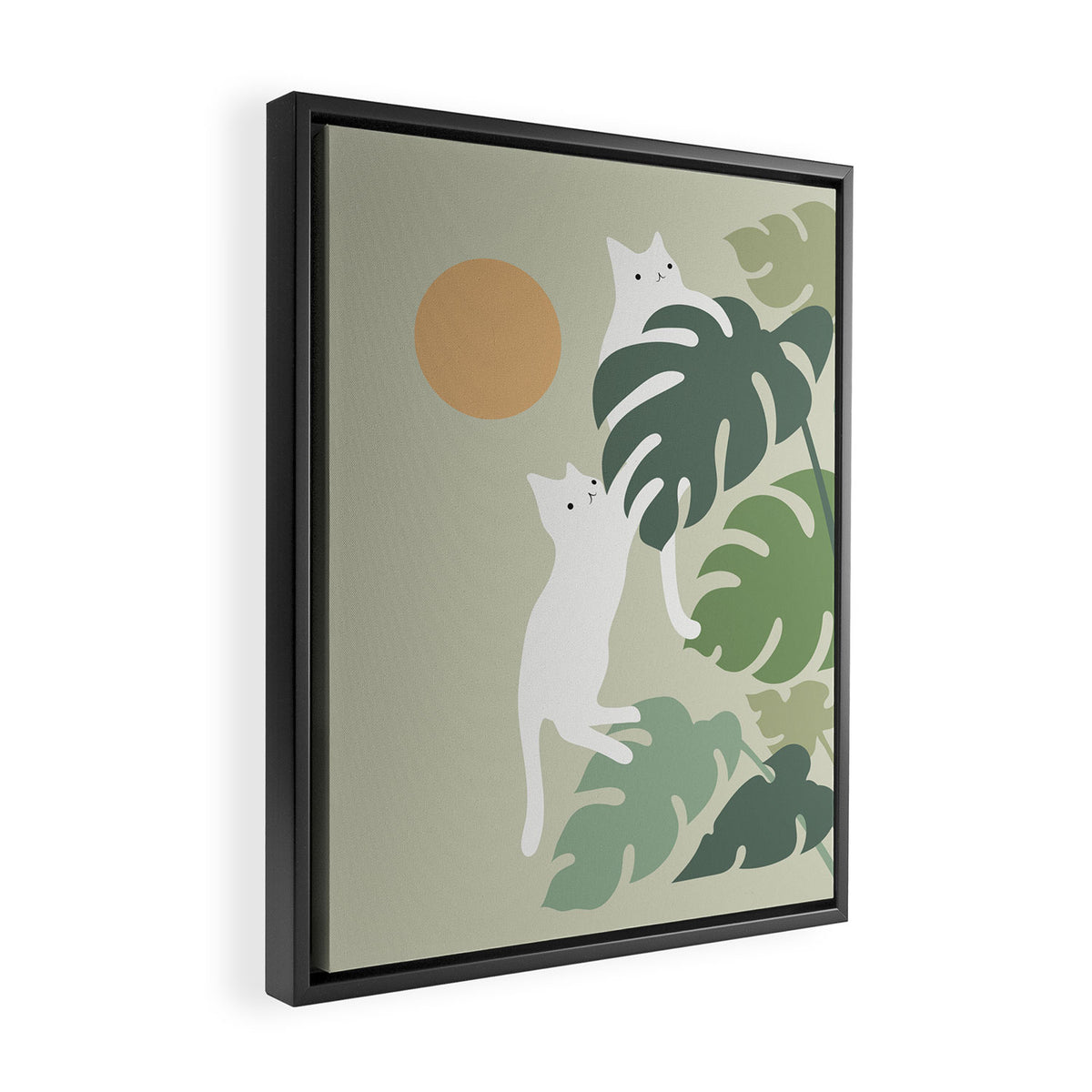 Cat and Plant 42 Framed Canvas Print Gallery Image 2