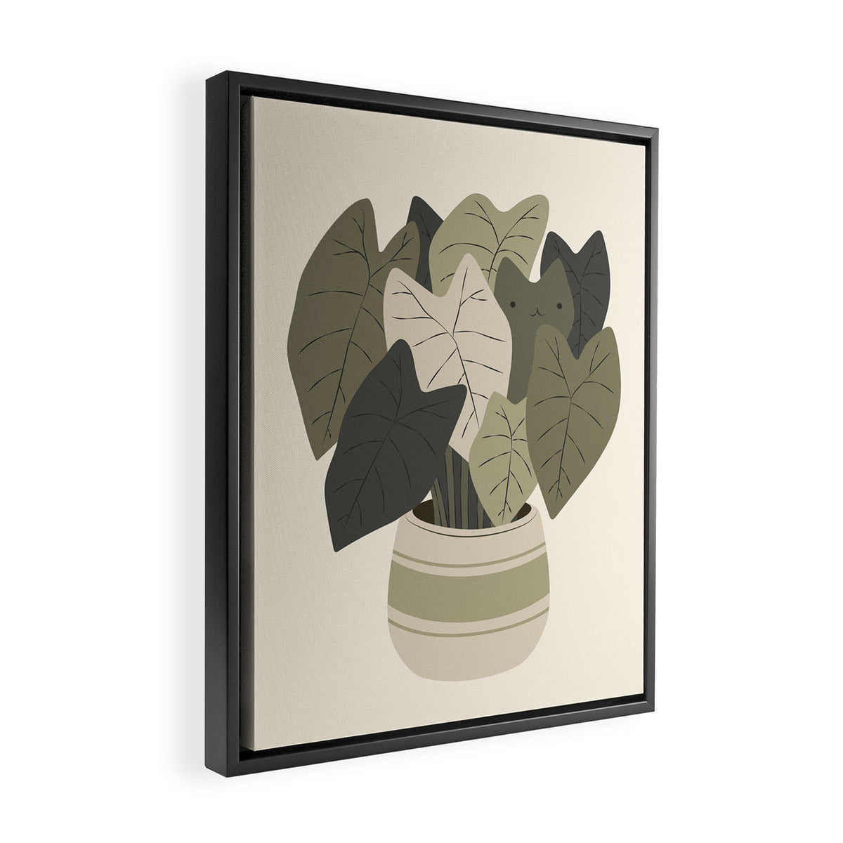 Cat and Plant 44 Framed Canvas Print Gallery Image 2