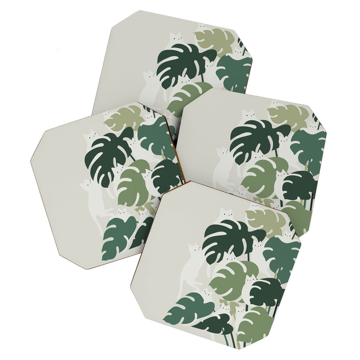 Cat and Plant 47 Coaster Gallery Image 1