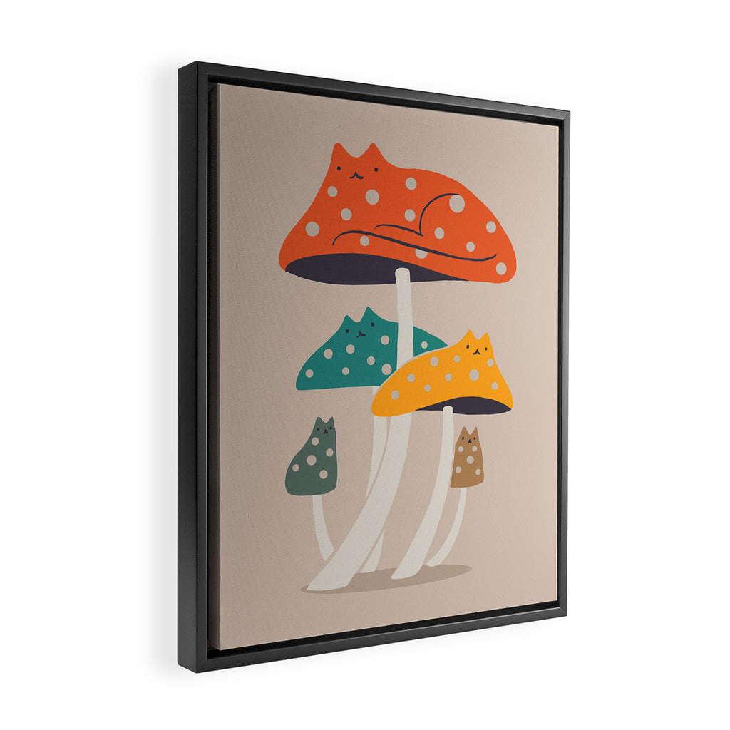 Cat and Plant 47: Mushroom Cats Framed Canvas Print Gallery Image 2